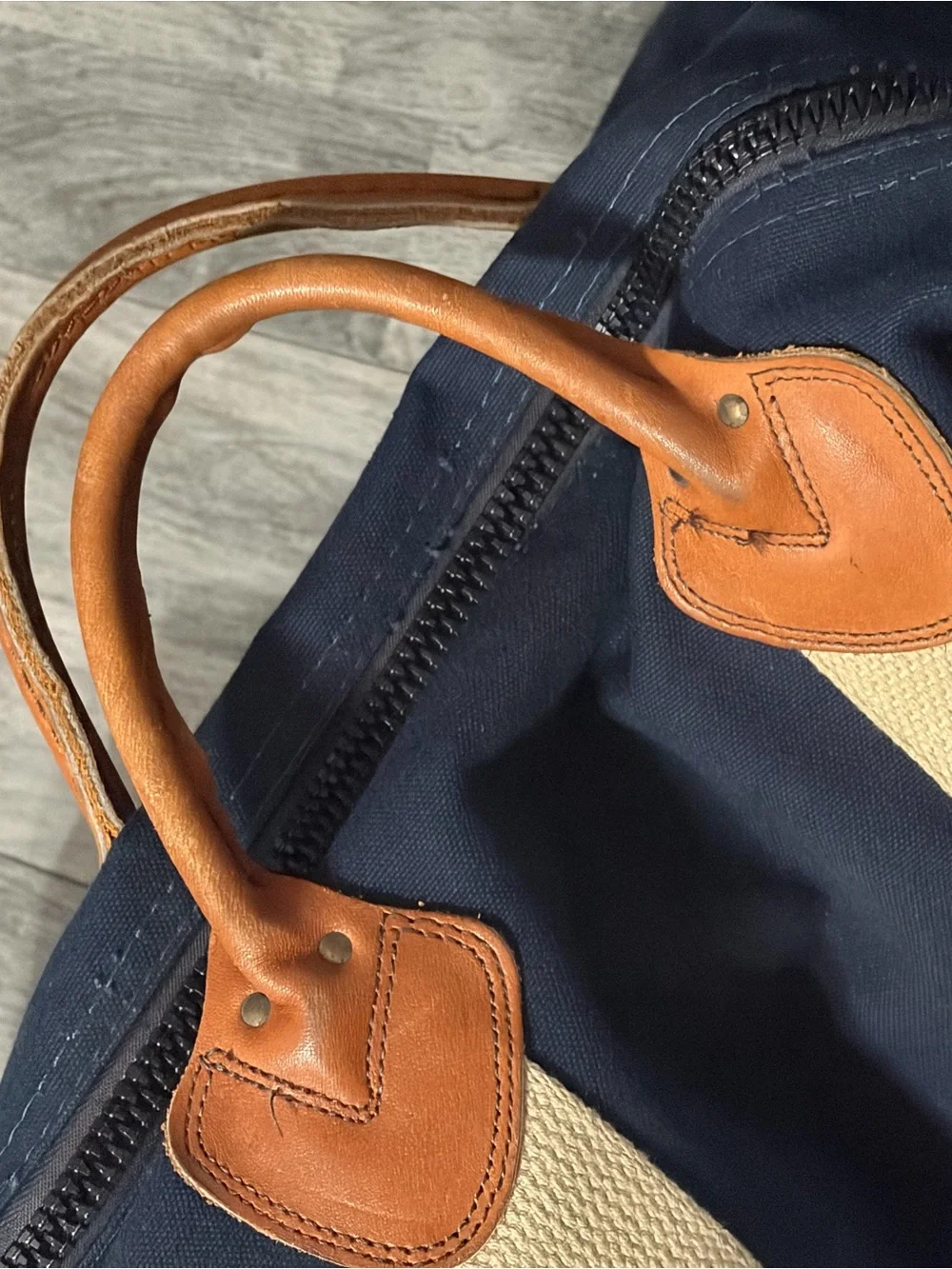 L.L. Bean XXL Canvas Duffel Leather Trim and Straps Made in Maine Vintage 70’s